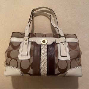 Coach Signature Canvas Shoulder Bag, Cream/Brown